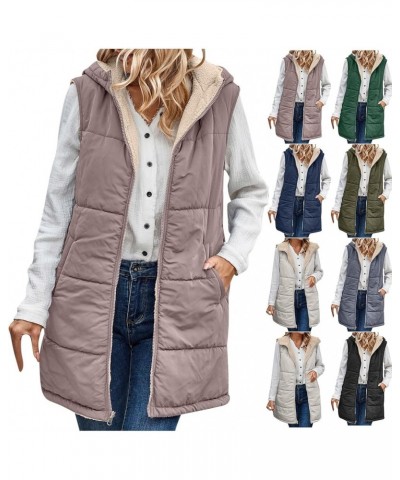 Women's Long Puffer Vest Fashion Sleeveless Hooded Jacket Winter Coats Zip Warm Outdoor Quilted Down Vest Padded Coat C Rever...