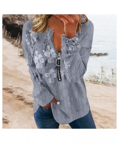 Womens Plus Size Sweatshirts Half Zip Pullover Tops Long Sleeve Lightweight Sweatshirts Hoodies Trendy Fall Outfits 1-gray $7...