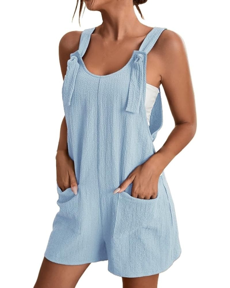 Women's Summer Casual Sleeveless Rompers Jumpsuit Loose Spaghetti Strap Shorts Jumpsuit Fashion Overalls with Pockets B01-blu...