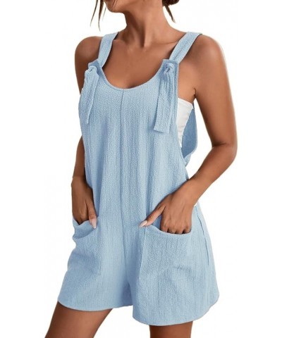 Women's Summer Casual Sleeveless Rompers Jumpsuit Loose Spaghetti Strap Shorts Jumpsuit Fashion Overalls with Pockets B01-blu...