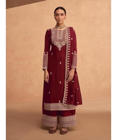 Readymade Salwar Suit for Women Designer Cotton Georgette Fabric Salwar Suit with Dupatta for Women & Girls Maroon..12 $35.52...