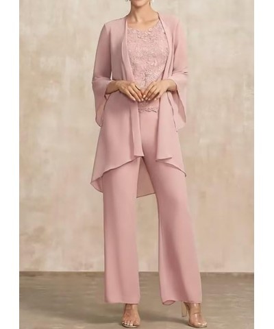 3 Pieces Mother of The Bride Pant Suits for Wedding Lace Appliques Outfit Sets with Jacket Fuchsia $26.20 Suits