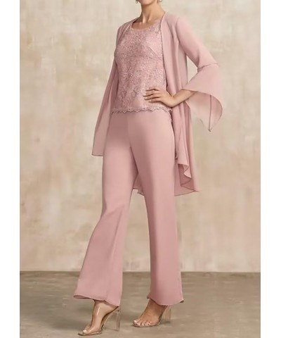 3 Pieces Mother of The Bride Pant Suits for Wedding Lace Appliques Outfit Sets with Jacket Fuchsia $26.20 Suits