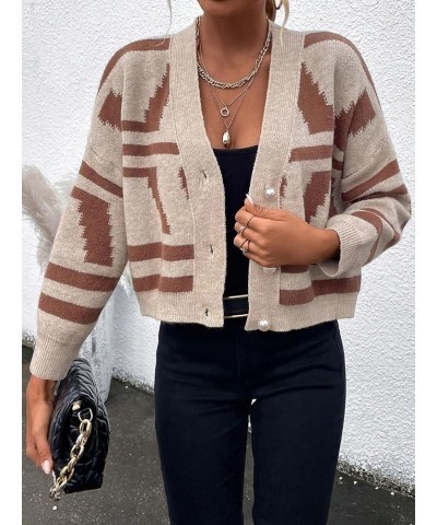 Women's Open Front Drop Shoulder Open Front Long Sleeve Duster Casual Cardigan Coffee Brown $20.87 Sweaters