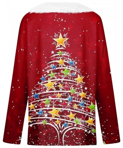 Merry Christmas Shirt Women's Christmas Tops Dressy T Shirt Tee Long Sleeve Party Fleece Collar V Neck Top Shirts 3-multicolo...