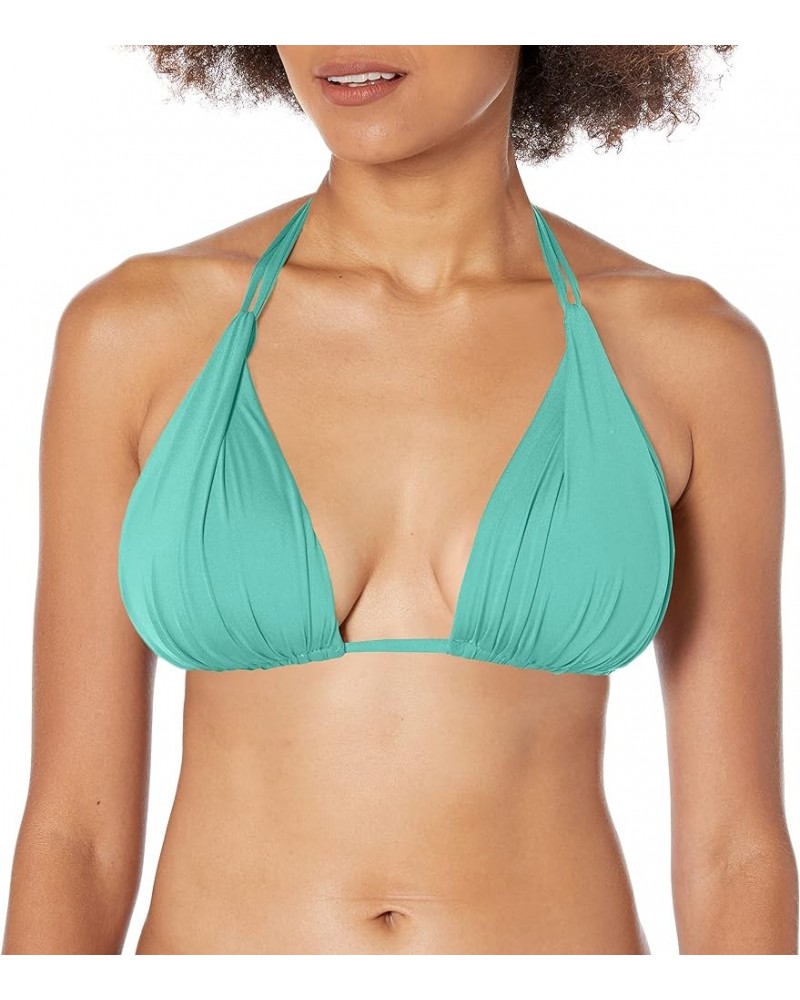 Women's Standard Island Goddess Halter Triangle Swimsuit Top Aloe Green $27.69 Swimsuits