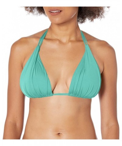 Women's Standard Island Goddess Halter Triangle Swimsuit Top Aloe Green $27.69 Swimsuits