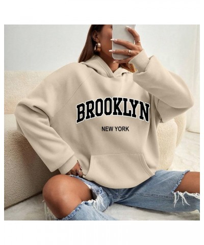 Women's Letter Graphic Print Sweatshirt Women Casual Fashion Hoodie Pullover Drawstring Graphic Sweatshirt A1-beige $3.72 Shirts