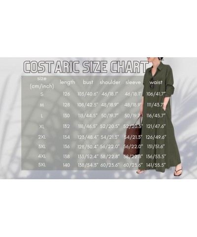 Womens Button Down Shirt Dress Cotton Linen V Neck Long Sleeve Casual Maxi Dress Loose Beach Sundress with Pockets Coffee $19...