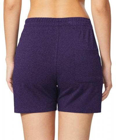 Women's Bermuda Shorts Long Cotton Casual Summer Knee Length Pull On Lounge Walking Exercise Shorts with Pockets Heather Purp...