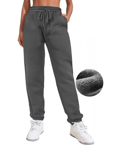 Women's Fleece Lined Sweatpants Winter Joggers Athletic Pants Casual Thick Warm Trousers Pockets Style A Dark Grey $21.89 Act...