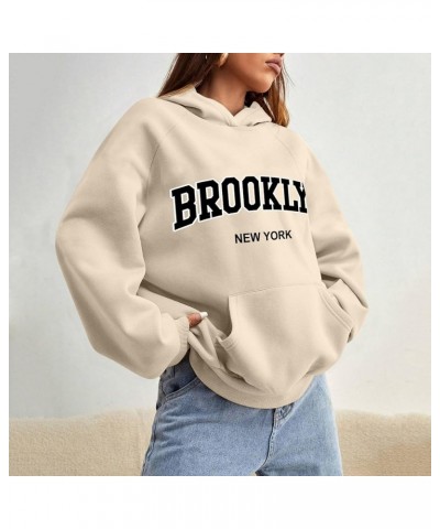 Women's Letter Graphic Print Sweatshirt Women Casual Fashion Hoodie Pullover Drawstring Graphic Sweatshirt A1-beige $3.72 Shirts