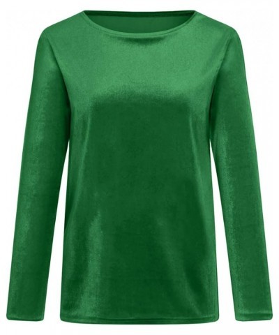 Velvet Tops for Women Casual Long Sleeve Crewneck Pullover Sweatshirts Womens Velour Sweater Trendy 2024 01-green $6.71 Activ...