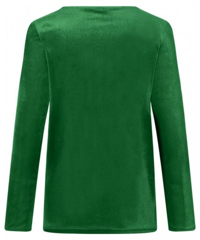 Velvet Tops for Women Casual Long Sleeve Crewneck Pullover Sweatshirts Womens Velour Sweater Trendy 2024 01-green $6.71 Activ...