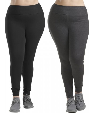 Women's Active Leggings - 2 Pack High Waisted Performance Stretch Yoga Workout Gym Leggings: Non See Through (S-3X) Charcoal ...