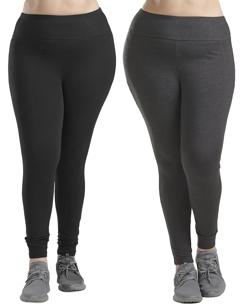 Women's Active Leggings - 2 Pack High Waisted Performance Stretch Yoga Workout Gym Leggings: Non See Through (S-3X) Charcoal ...