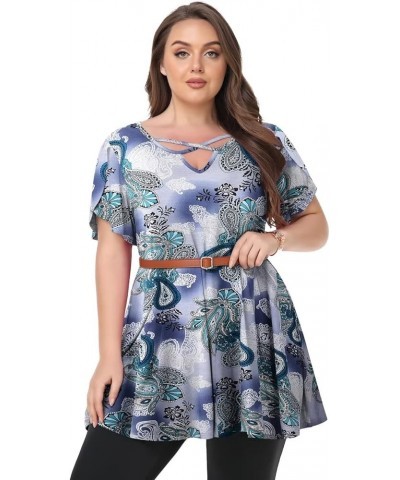 Plus Size Tunic Tops for Women Dressy Casual Shirts Short Sleeve Cute Summer Clothes Loose Fit Blouse 8152_a-green03 $8.74 Tops