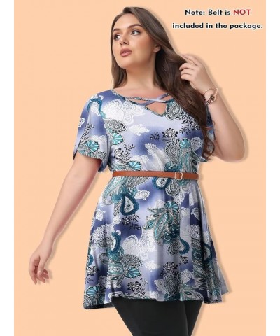 Plus Size Tunic Tops for Women Dressy Casual Shirts Short Sleeve Cute Summer Clothes Loose Fit Blouse 8152_a-green03 $8.74 Tops