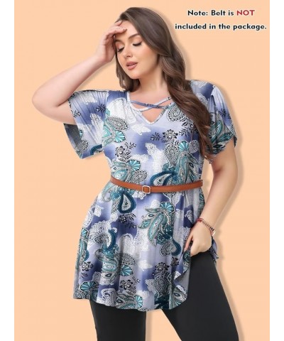 Plus Size Tunic Tops for Women Dressy Casual Shirts Short Sleeve Cute Summer Clothes Loose Fit Blouse 8152_a-green03 $8.74 Tops