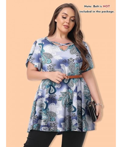 Plus Size Tunic Tops for Women Dressy Casual Shirts Short Sleeve Cute Summer Clothes Loose Fit Blouse 8152_a-green03 $8.74 Tops