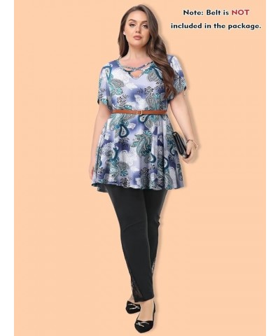 Plus Size Tunic Tops for Women Dressy Casual Shirts Short Sleeve Cute Summer Clothes Loose Fit Blouse 8152_a-green03 $8.74 Tops