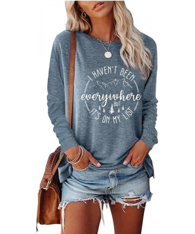 I Haven'T Been Everywhere But It's On My List Casual Tee Shirts Lightweight Casual for Women Charcoal $13.72 Hoodies & Sweats...