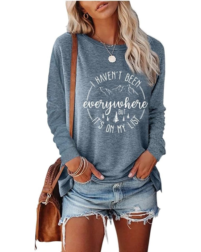 I Haven'T Been Everywhere But It's On My List Casual Tee Shirts Lightweight Casual for Women Charcoal $13.72 Hoodies & Sweats...