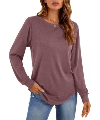 Womens Long Sleeve T Shirts Casual Tops Dressy Fashion Blouses Tunics for Leggings Mauve $12.42 Tops