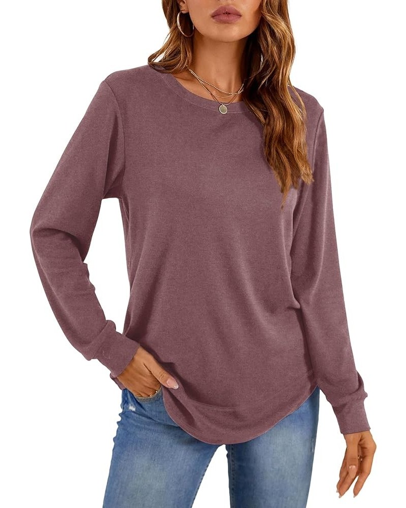 Womens Long Sleeve T Shirts Casual Tops Dressy Fashion Blouses Tunics for Leggings Mauve $12.42 Tops