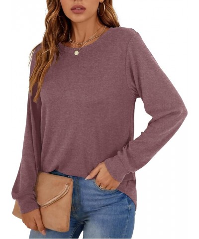 Womens Long Sleeve T Shirts Casual Tops Dressy Fashion Blouses Tunics for Leggings Mauve $12.42 Tops