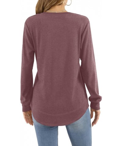 Womens Long Sleeve T Shirts Casual Tops Dressy Fashion Blouses Tunics for Leggings Mauve $12.42 Tops