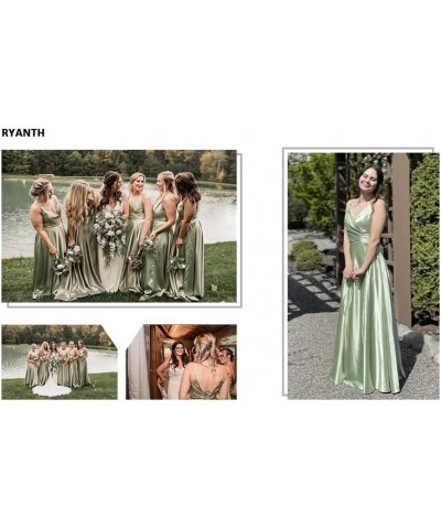 Long Bridesmaid Dresses for Women Formal Satin Spaghetti Strap Prom Evening Gowns RYZ054 Blush $28.70 Dresses