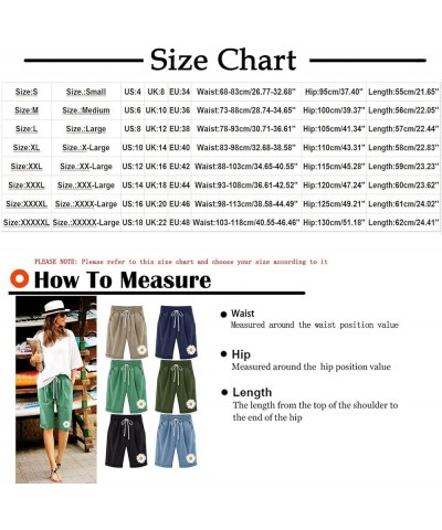 Bermuda Shorts for Women Knee Length Plus Size Shorts Casual Summer Drawstring Elastic High Waisted Print Shorts S-5XL A7_lig...