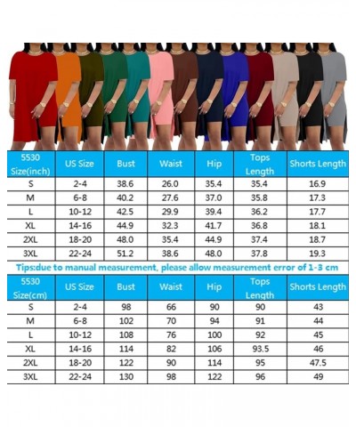 Women Plus Size 2 Piece Outfits Short Sleeve Tunic Tops and Skinny Biker Shorts Sets Tracksuits Orange $14.76 Activewear