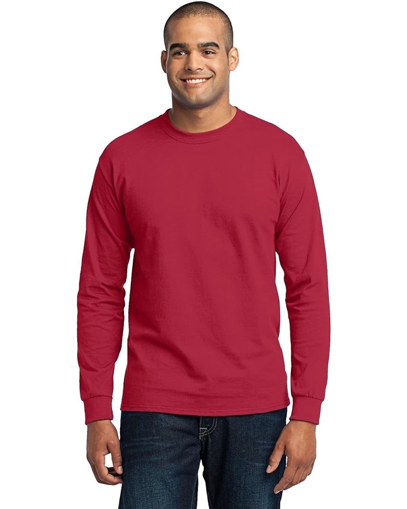 Port & Company Men's Long Sleeve 50/50 Cotton/Poly T Shirt Red $9.22 T-Shirts