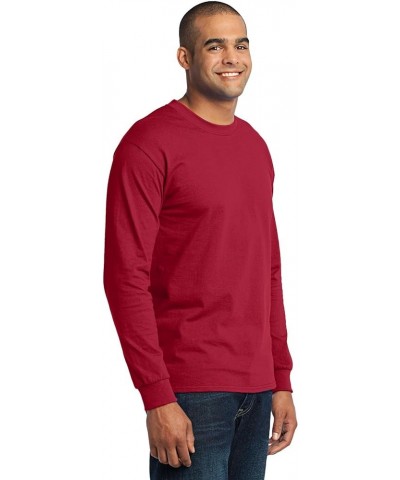 Port & Company Men's Long Sleeve 50/50 Cotton/Poly T Shirt Red $9.22 T-Shirts