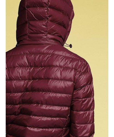 Women's Ultra Light Weight Packable Down Jacket with Removable Hoodie Wjc2144_wine $27.53 Jackets