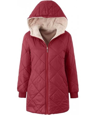 Green Jacket Womens Coats Winter Zipper Hooded Faux Fur Inside Down Jackets with Fur Hood D 06-red $13.28 Coats