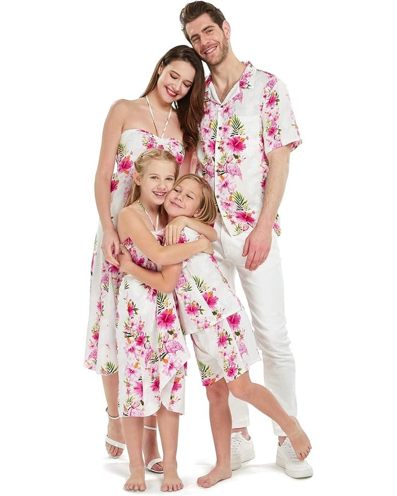 Matchable Family Hawaiian Luau Men Women Girl Boy Clothes in Pink Hibiscus Vine White Women Women Short Poncho $7.02 Sweaters