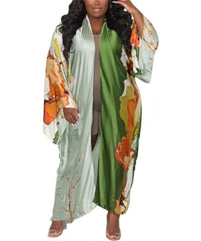 Summer Cardigan For Women Lightweight Satin Open Front Long Kimono Swimsuit Cover Ups Silk Robe Plus Size Light Green $17.04 ...