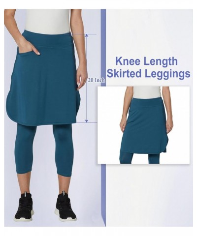 Capri with Skirt Attached for Women Athletic Skirt with Leggings Skirt Leggings Modest Skirt Leggings for Women Blue $13.53 S...