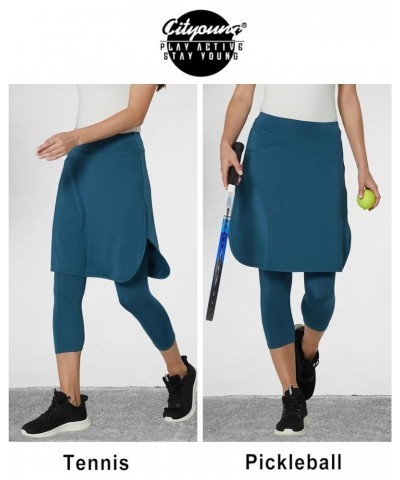 Capri with Skirt Attached for Women Athletic Skirt with Leggings Skirt Leggings Modest Skirt Leggings for Women Blue $13.53 S...