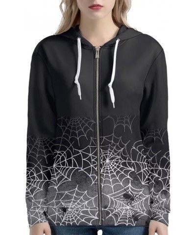 Women's Sport Full Zip Hoodie Graphic Sweatshirt Pullover Drawstring Hoodies Casual Outfit Black Spider Web $22.61 Hoodies & ...