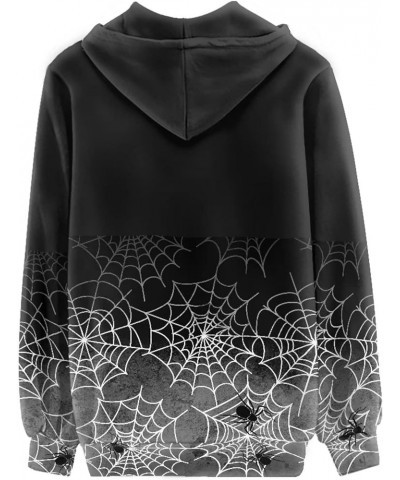 Women's Sport Full Zip Hoodie Graphic Sweatshirt Pullover Drawstring Hoodies Casual Outfit Black Spider Web $22.61 Hoodies & ...