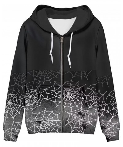 Women's Sport Full Zip Hoodie Graphic Sweatshirt Pullover Drawstring Hoodies Casual Outfit Black Spider Web $22.61 Hoodies & ...