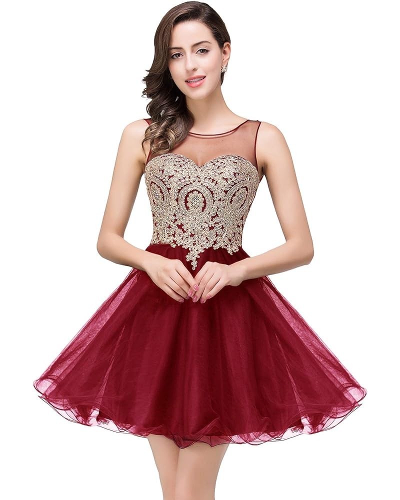 2022 Prom Dress for Teens Short Mini Princess Homecoming Dresses V Back Sexy Ball Gown Party Dress Burgundy $26.00 Dresses