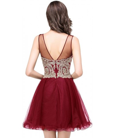 2022 Prom Dress for Teens Short Mini Princess Homecoming Dresses V Back Sexy Ball Gown Party Dress Burgundy $26.00 Dresses