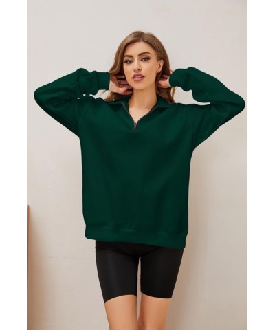 Womens Half Zip Sweatshirt Oversized Long Sleeve Collar Drop Shoulder Solid 1/4 Zipper Pullover Jacket Green $20.50 Hoodies &...