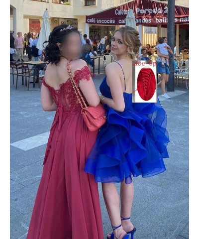 Women's Puffy Ruffle Short Homecoming Dress Tull Tutu Prom Dress V Neck Formal Party Gown Dusty Blue B $48.44 Dresses