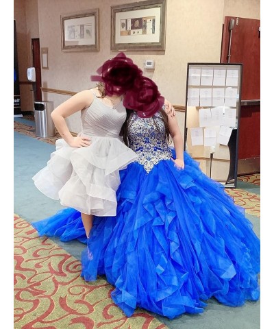 Women's Puffy Ruffle Short Homecoming Dress Tull Tutu Prom Dress V Neck Formal Party Gown Dusty Blue B $48.44 Dresses